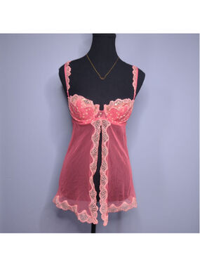 Victoria's Secret Y2K Pink Gold Sequin Babydoll Chemise 34B Fairy Coquette